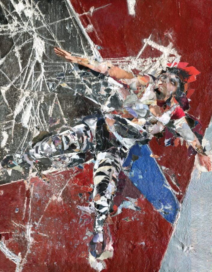 Icaro 2023 45 x 35cm Collage Paper, pigments on detach fresco