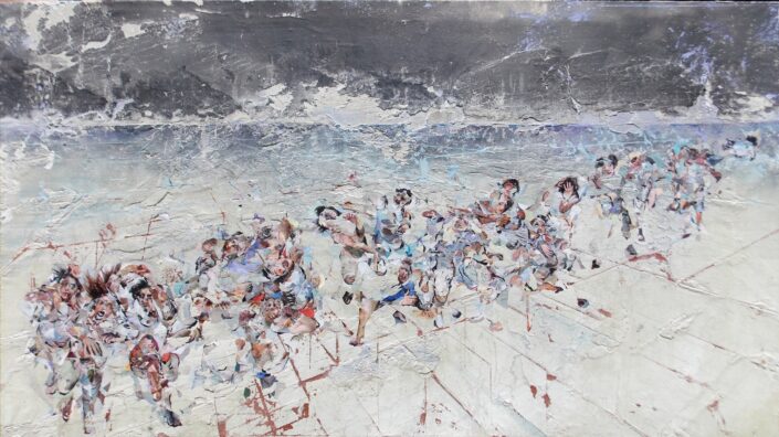 Cross Sea 2024 90x160cm Collage, paper on detached fresco