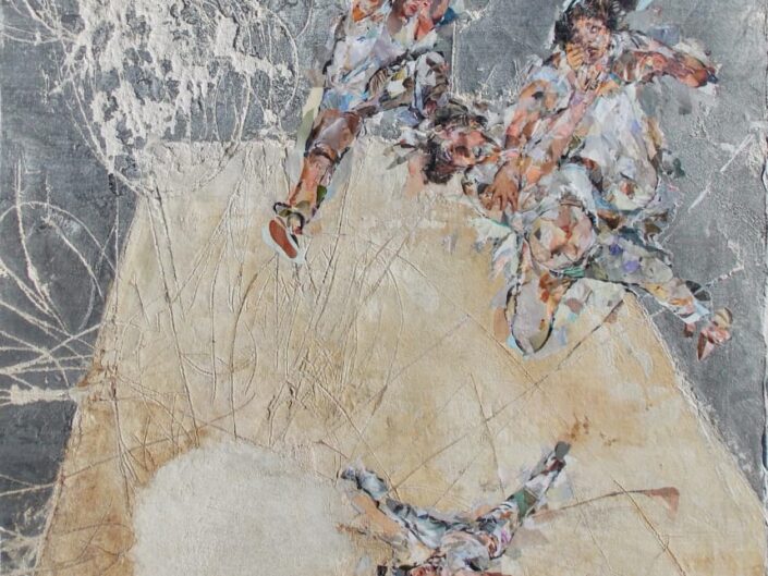 Shell Shock 2023 100×80 cm Collage Paper, pigments on detach fresco