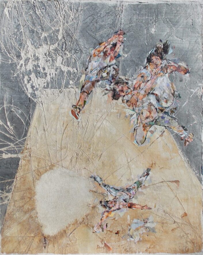 Shell Shock 2023 100×80 cm Collage Paper, pigments on detach fresco