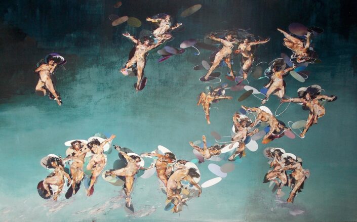 Pregiudizio universale 2014 216×141 cm Collage Paper, pigments on wood