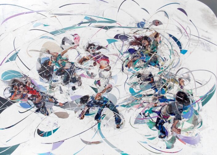 Rave party 70 x 100 Collage Paper on hardboard