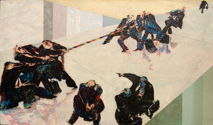 Imprenditori 2009 80x140 cm Collage wallpaper on detach fresco