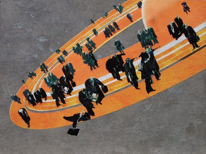 Uomini di piombo 60x80 cm Collage wallpaper on detach fresco
