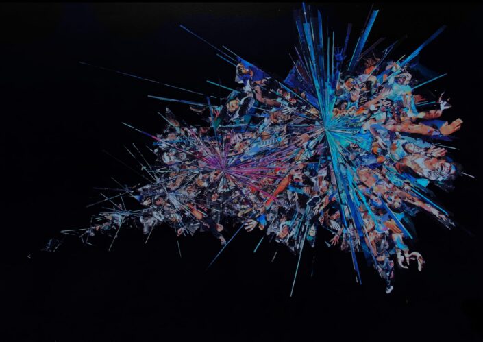 Frattale 2023 130x180 cm Collage Paper pigments on wood
