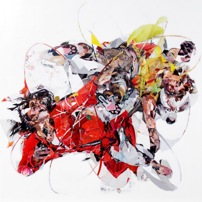 Vermiglione | Vermillion 2018 53x53 cm Collage Paper pigments on wood